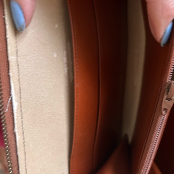 Dooney & Bourke Wine and Tan Leather Crossbody Bag - Picture 11 of 16